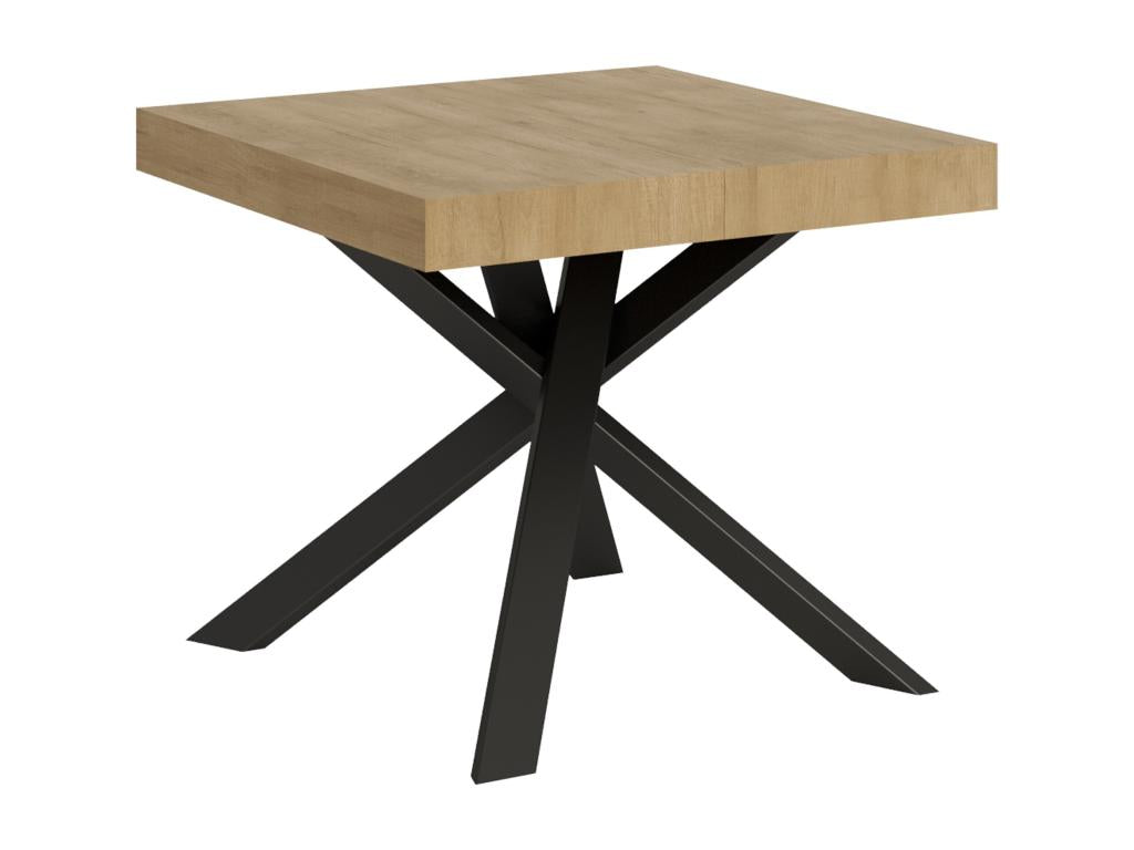 Domopure extendable table 90x90/194 cm, natural oak top, anthracite legs, RFKV16545