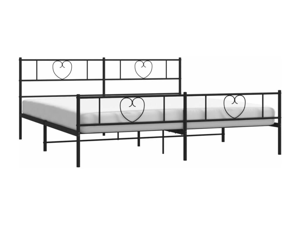 Metal bed frame with headboard and footboard, black, 200x200 cm, KMWK94818