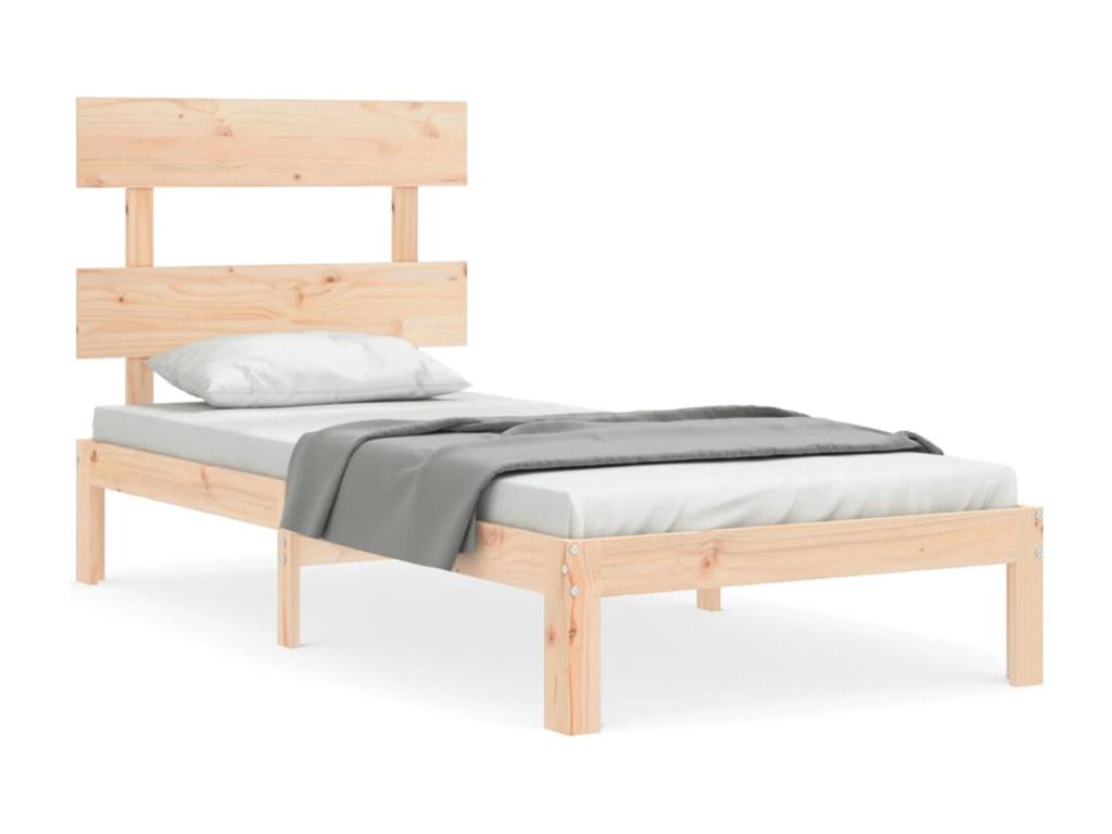 Bed frame with single headboard, solid wood LMTU95388