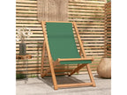 Folding beach chair, solid teak wood, green, NNTU27376
