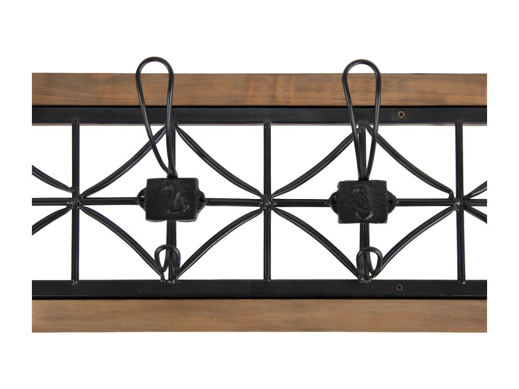 Domopureère Wooden Coat Rack with 5 Hooks, Brown, 82.5x7x20cm - Domopure WWNP54951