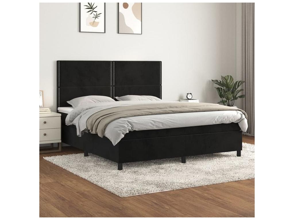 Chicyla bed base with black 180x200 velvet mattress NKYZ23776