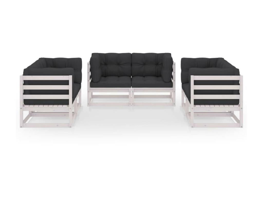6-piece garden furniture set with cushions, solid pine wood, 12 UDUJ50922