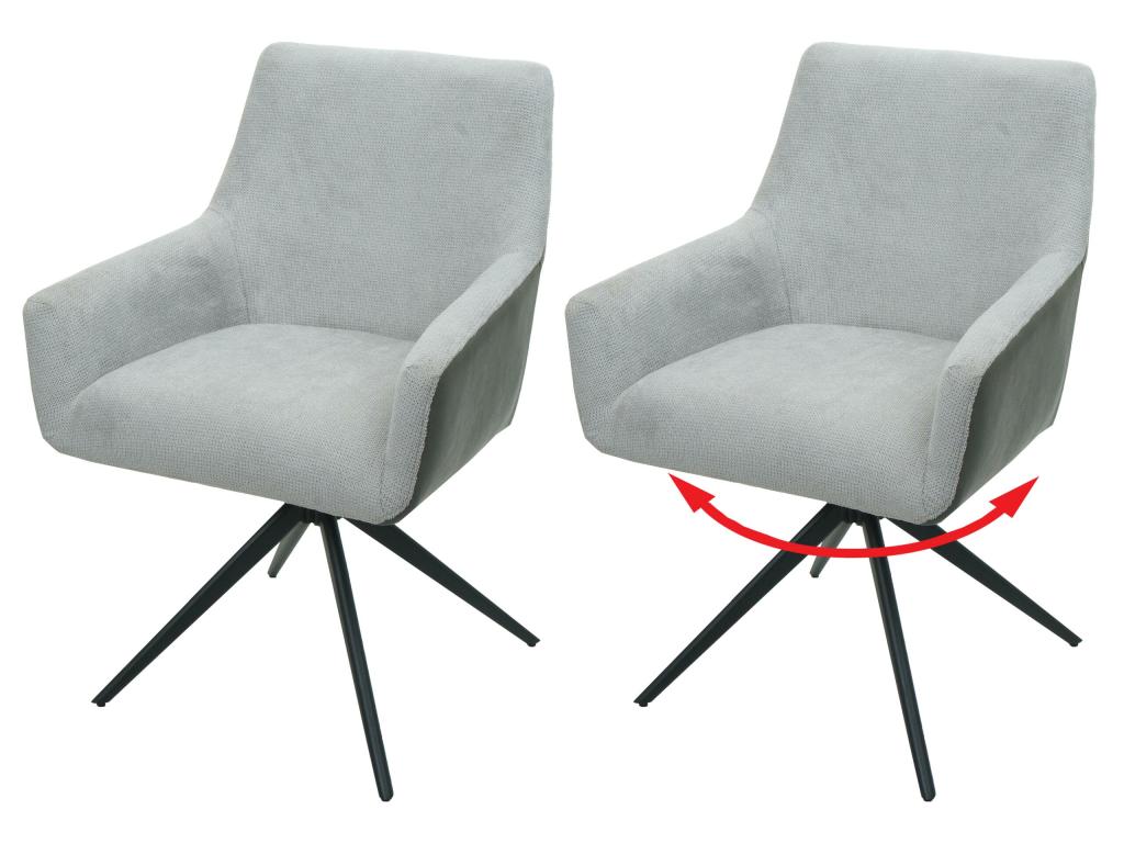 Domopure-L91 dining chair, set of 2, light grey faux leather, dark grey EPXU91823