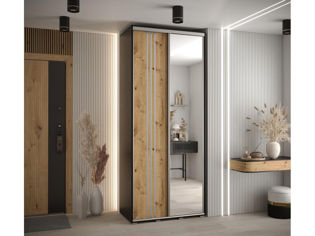 Decohaute 7 Sliding Door Wardrobe 235.2/120/60 2 Doors Black/Decohaute/Silver GFMX95686