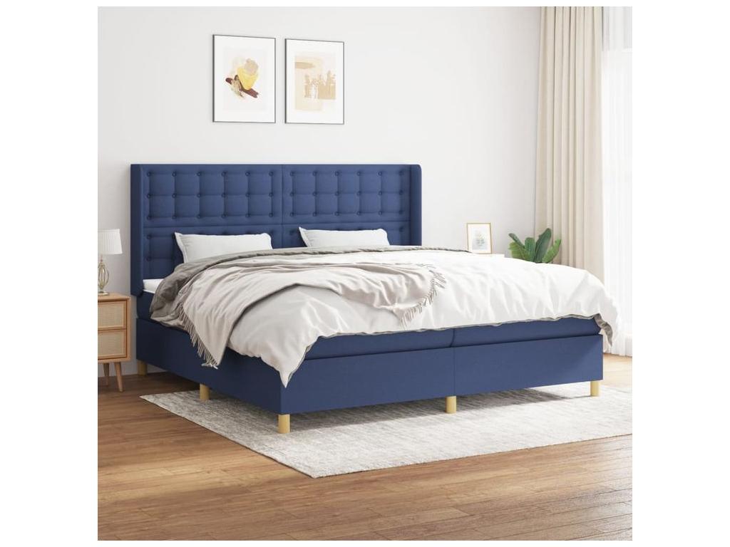 Chicyla bed base with mattress, blue, 200x200 cm, fabric, LHCB72248