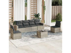 7-piece garden furniture set with cushions, light grey woven resin IWWH14601