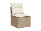 14-piece beige woven resin garden furniture set with cushions DCGZ44766