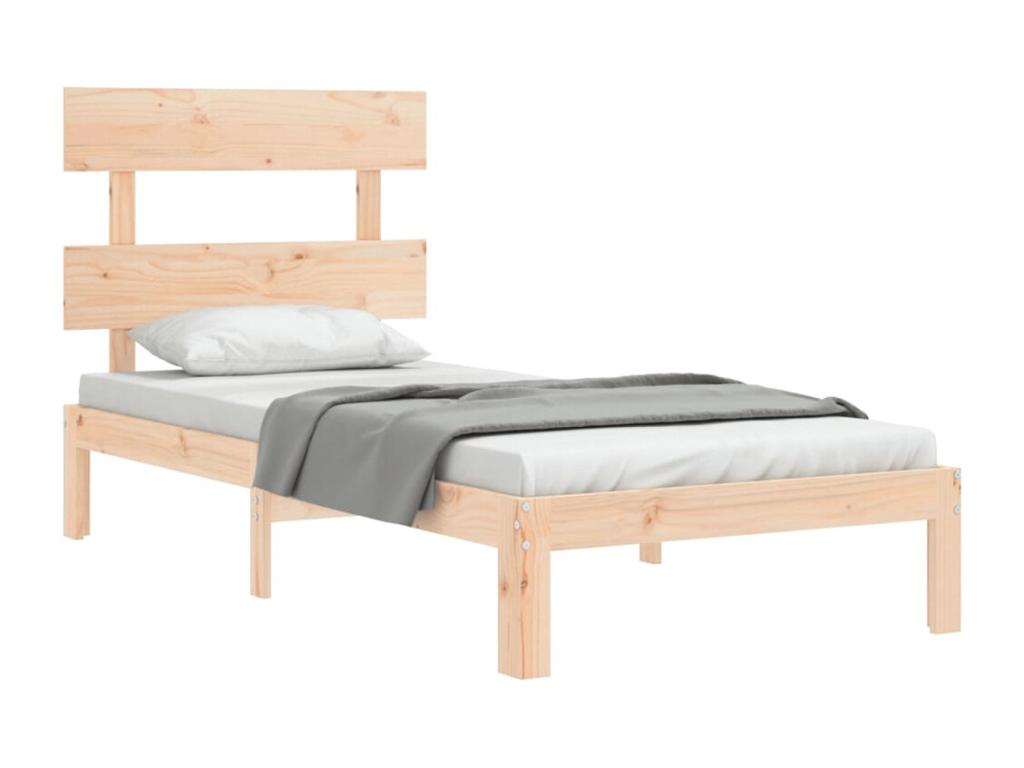 Bed frame with single headboard, solid wood LMTU95388