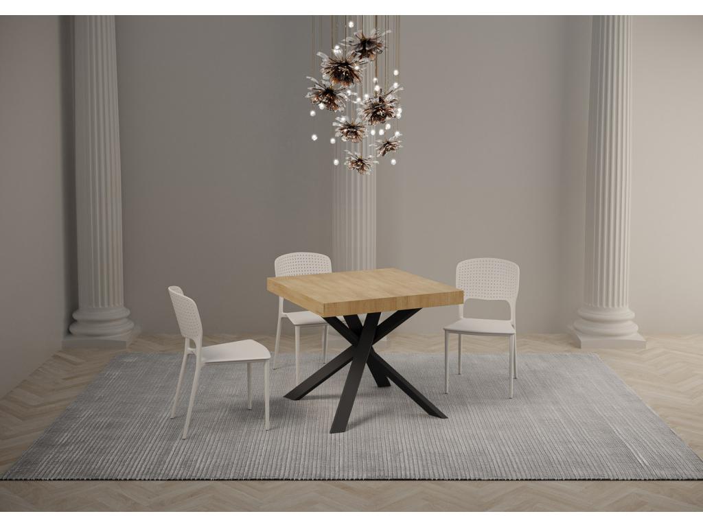 Domopure extendable table 90x90/194 cm, natural oak top, anthracite legs, RFKV16545