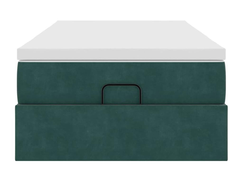 Ottoman bed frame with dark green 90x200 cm velvet mattress KXGN59382