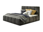 Modern upholstered bed in Decohaute fabric - Mottled black - 140x200 - Version with slatted base MHEX52741