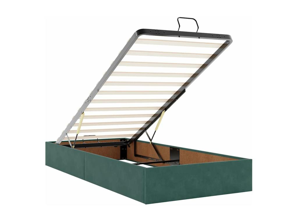 Ottoman bed frame with dark green 90x200 cm velvet mattress KXGN59382