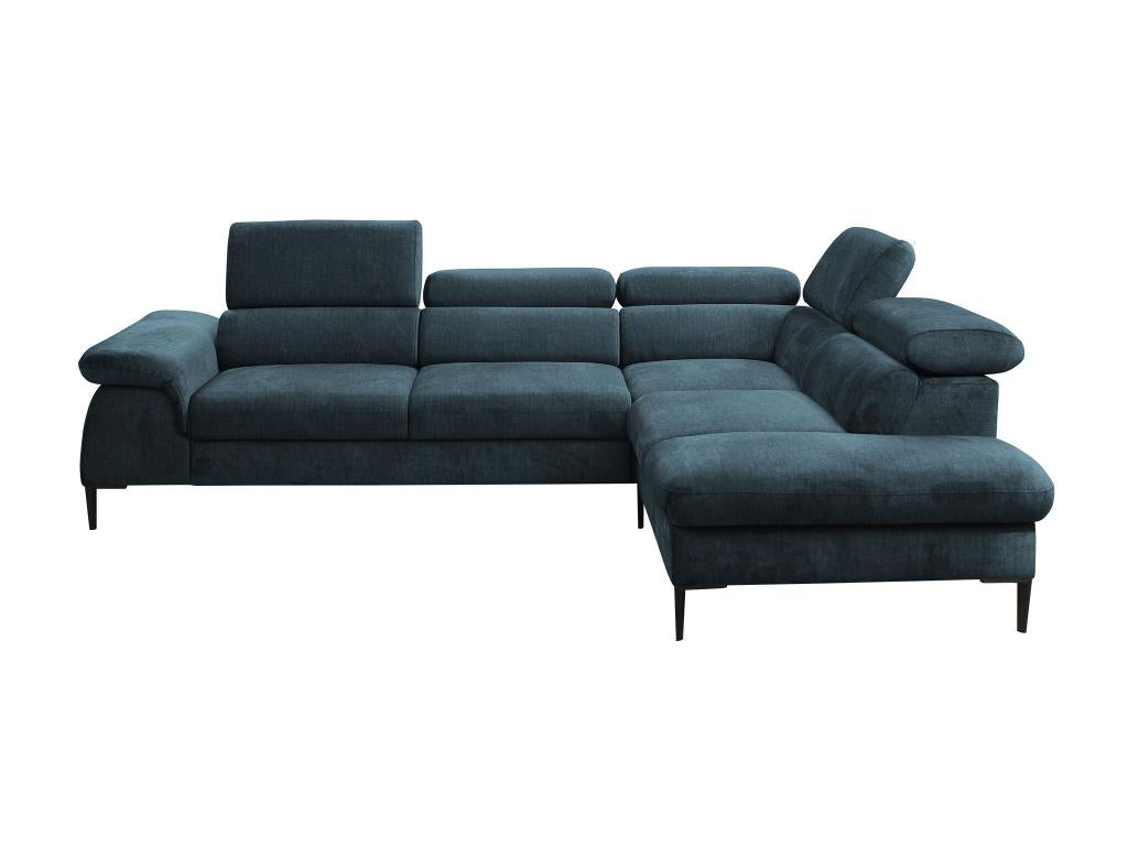 Domopure UIFH56075 Large right-hand corner sofa bed in midnight blue velvet SEPINA