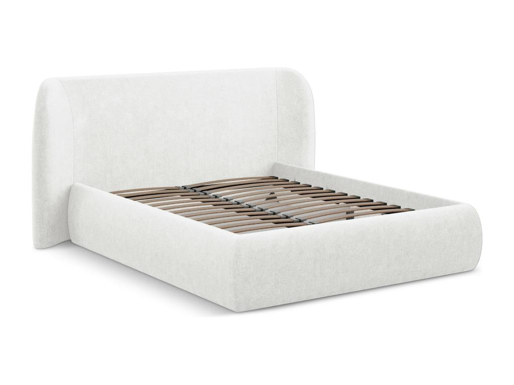 160x200cm White Boucle Fabric Storage Bed - Domopure MKSP86984