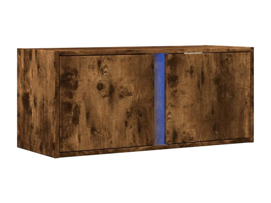 Wall-mounted TV unit with LED high-decoration, smoked oak, 80x31x35 cm, OYFE40087