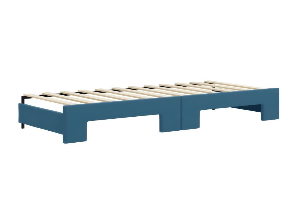 Daybed with pull-out bed and blue 80x200 cm velvet mattress IUUO46791