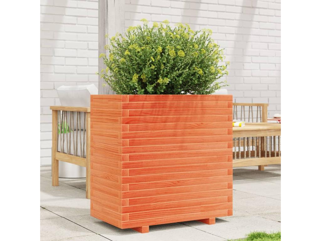 Brown wax planter 70x40x72.5 cm solid pine wood CTLU63569