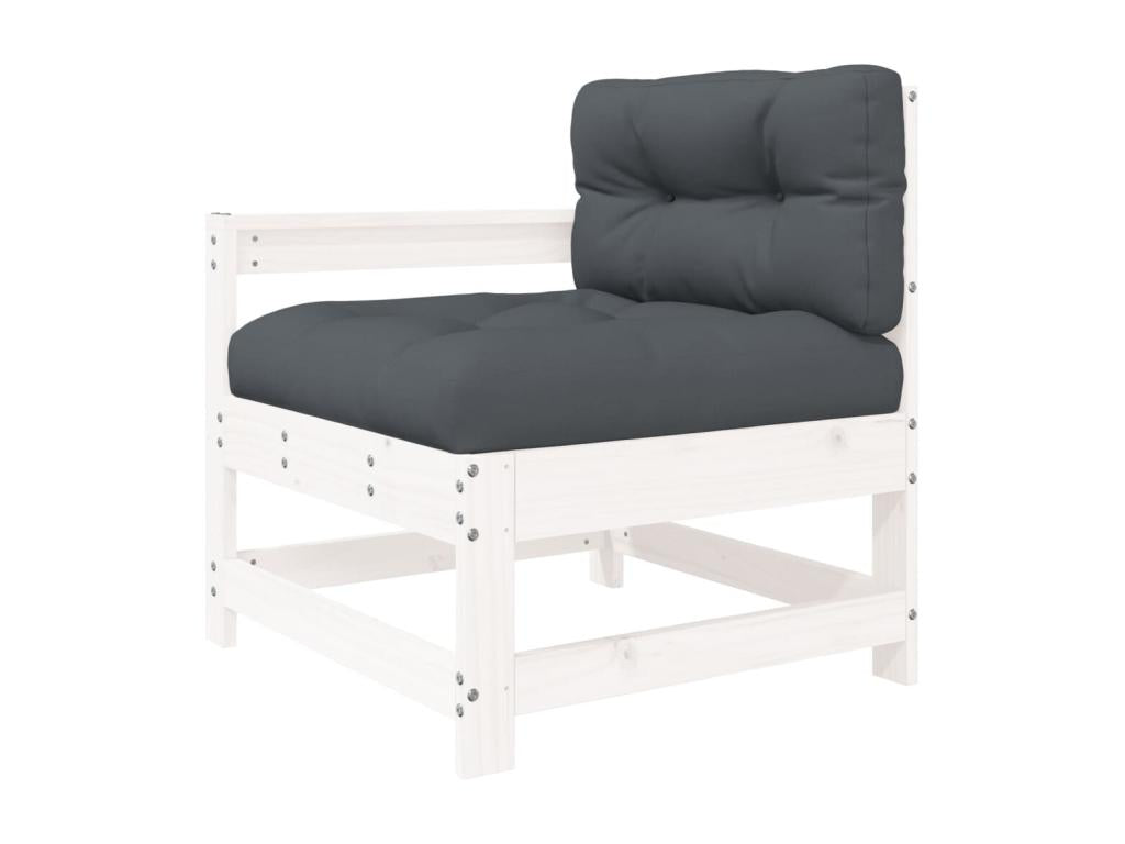 7-piece garden furniture set with cushions, white, solid wood BRTD17454