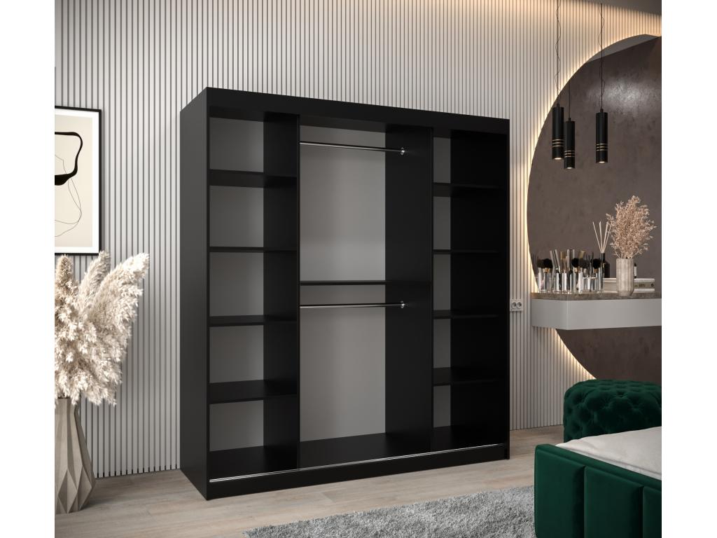 DOME 3 SLIDING DOOR WARDROBE 200/180/62 2 Doors black IBNK07063