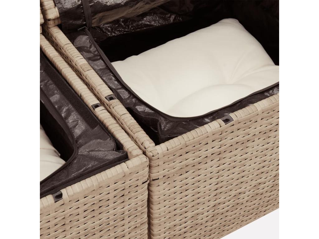14-piece beige woven resin garden furniture set with cushions DCGZ44766
