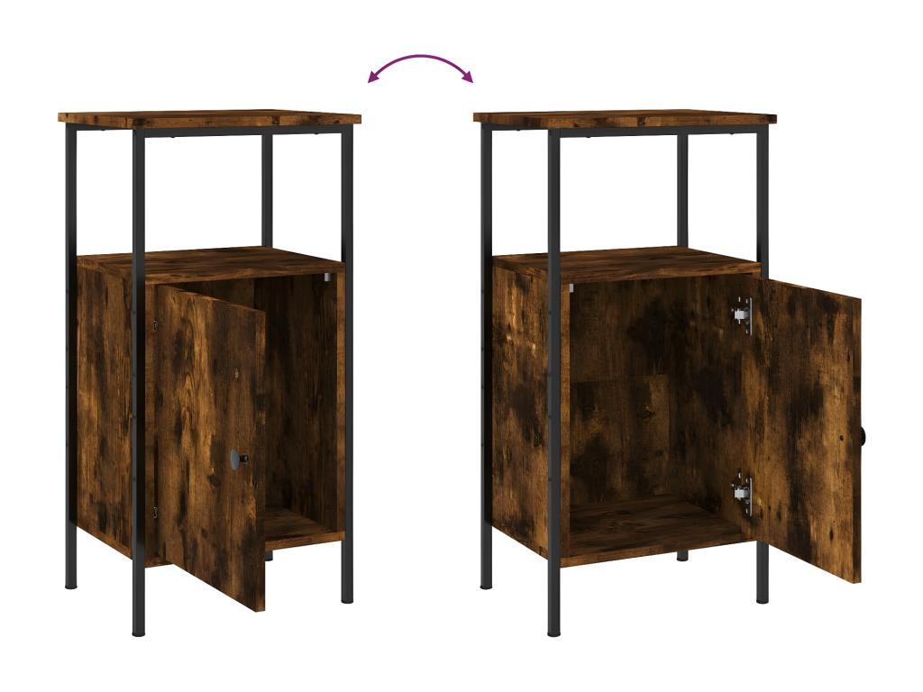 2-piece bedside tables, smoked oak, 41x31x80 cm, engineered wood, TOHU62913