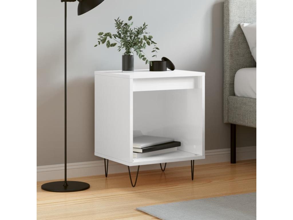 High-gloss white bedside table, 40x35x50 cm, engineered wood, CFIC18172