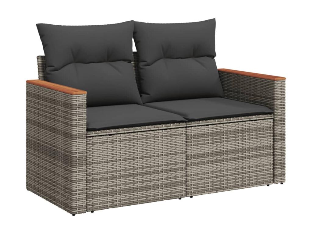 8-piece garden furniture set with grey resin wicker cushions SPFA98511