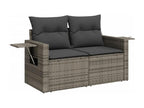11-piece garden furniture set with grey resin wicker cushions BFNI79664
