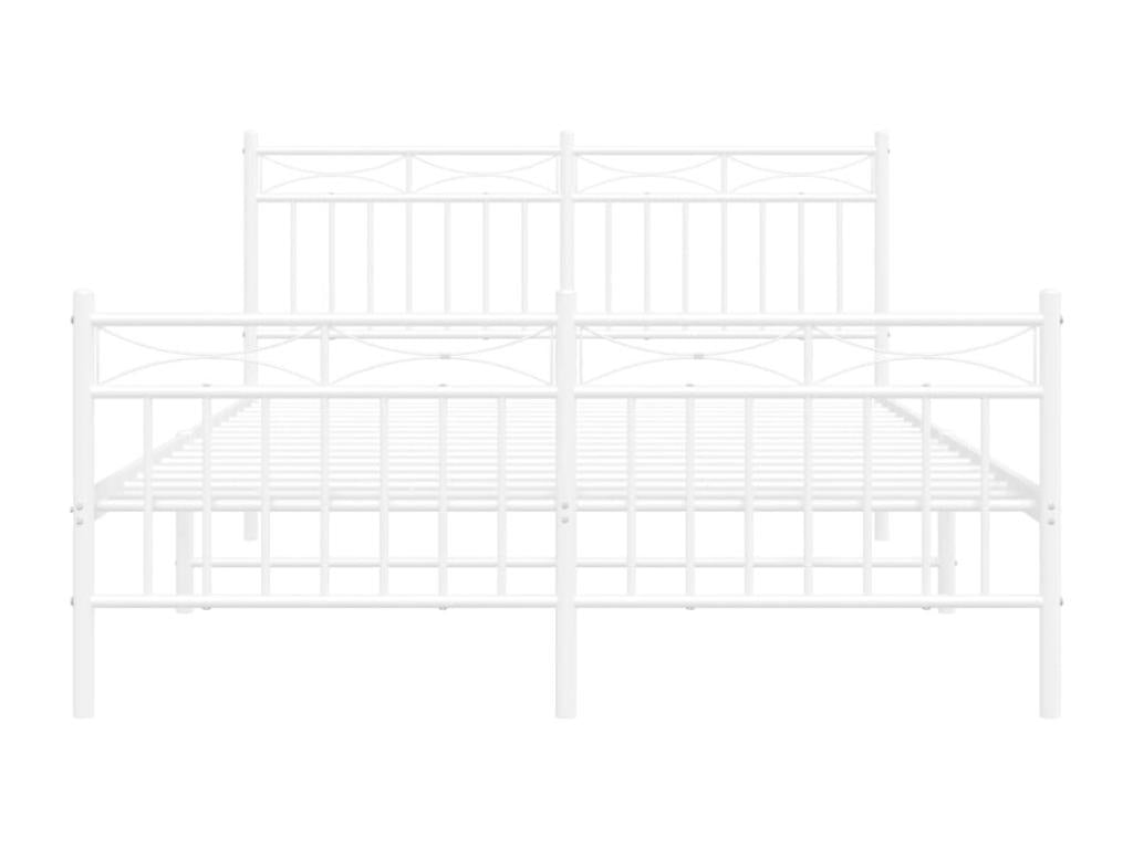 Metal bed frame with white headboard/footboard 135x190cm QVKX29042