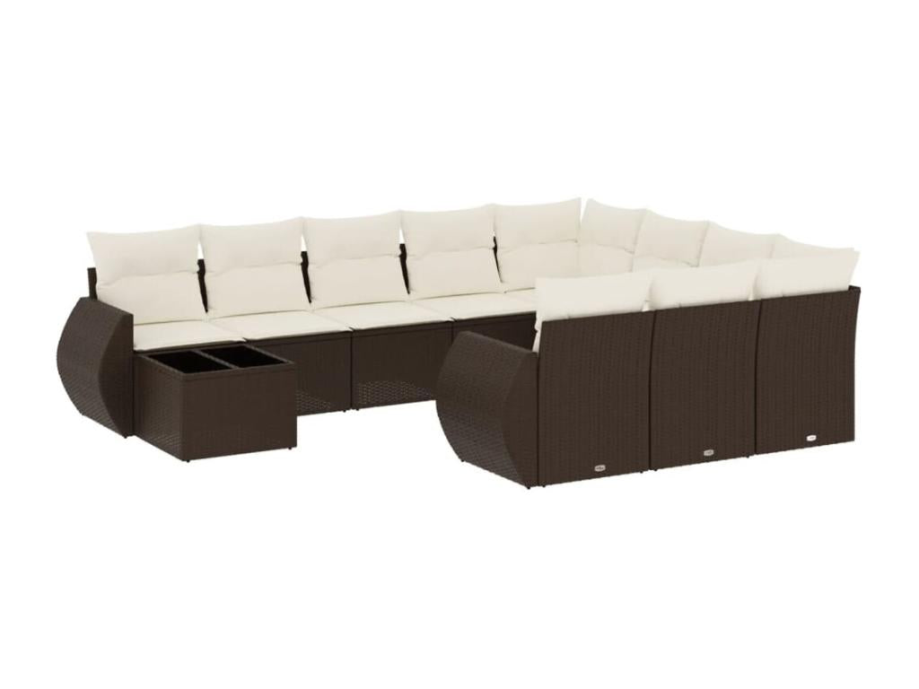 11-piece brown resin wicker garden furniture set and cushions NOAB31115