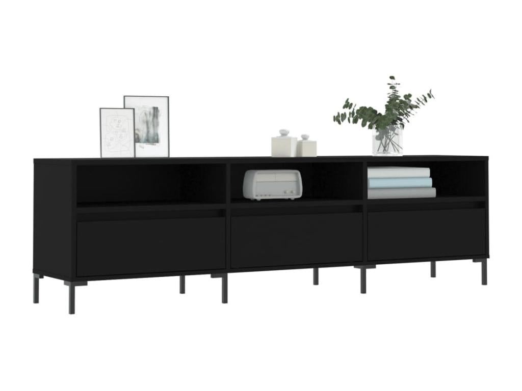 Black TV stand 150x30x44.5 cm engineered wood UCJK75576