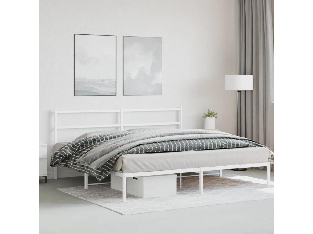 Metal bed frame with white headboard 180x200 UJBB36516