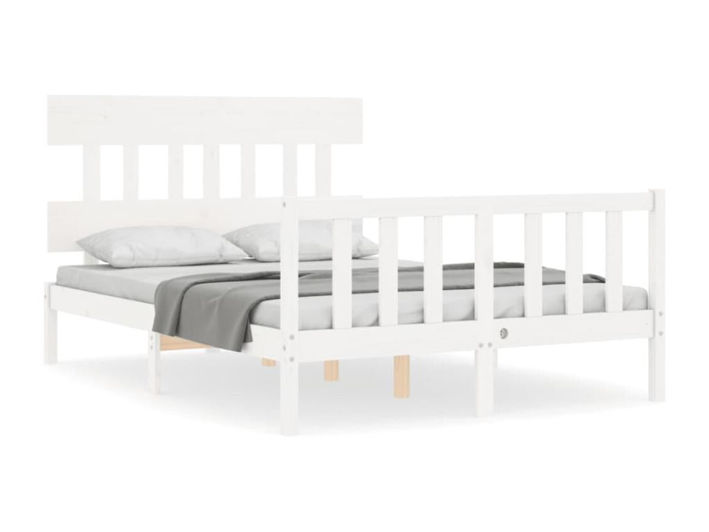 Bed frame with white headboard 120x200 solid wood DEPM57053