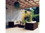 5-piece garden furniture set with cushions, brown woven resin GUBM02552