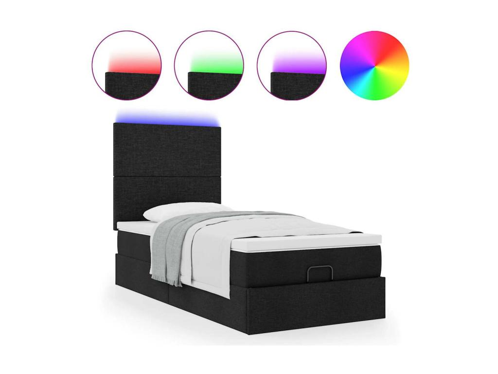 Ottoman bed frame with black mattress 80x200 cm fabric VJBX05810