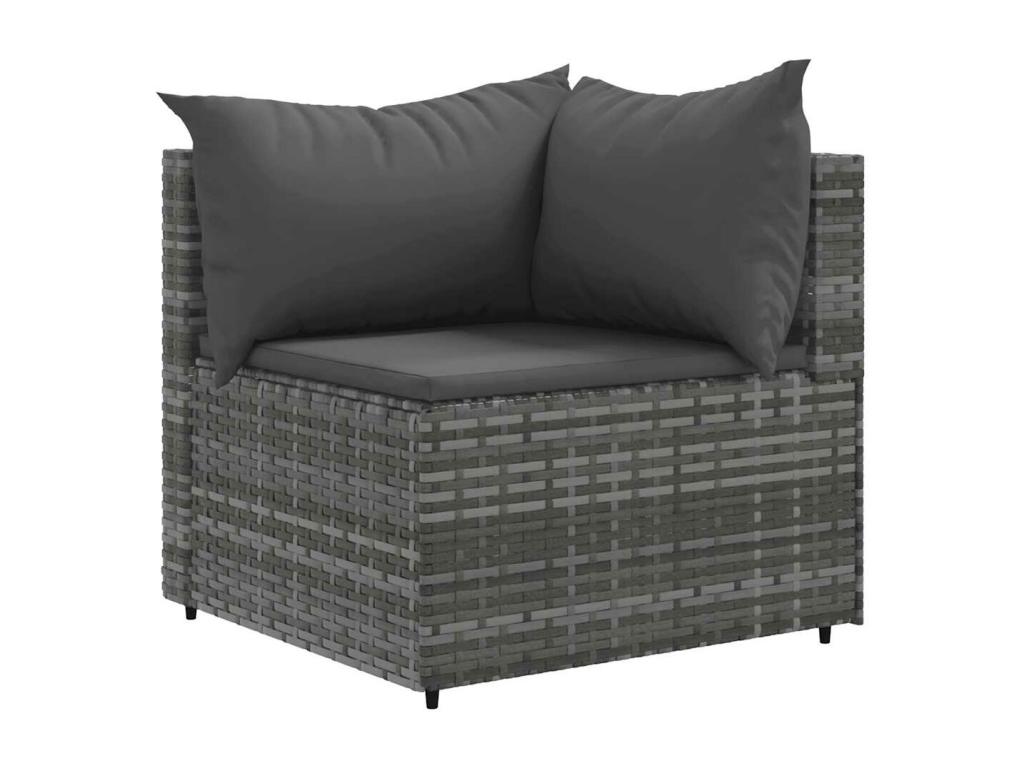 7-piece garden furniture set with cushions, Grey Wicker Resin ESKS43179