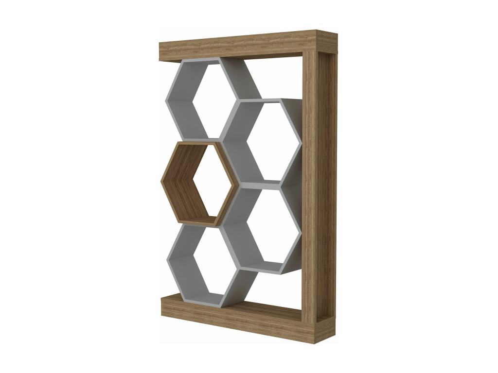 Domopure Honeycomb Bookshelf L90cm Light Wood and White YFKN31315