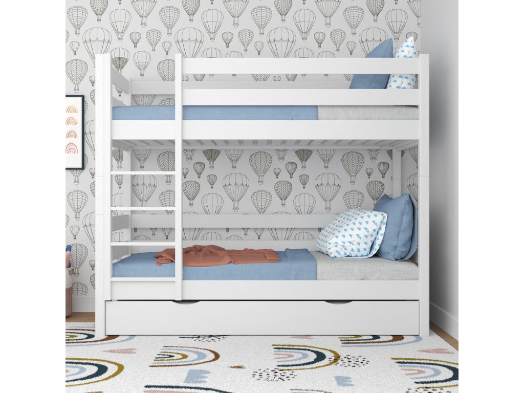 Wooden bunk bed - with drawer for mattress N01 White 100x200 JJGP77017