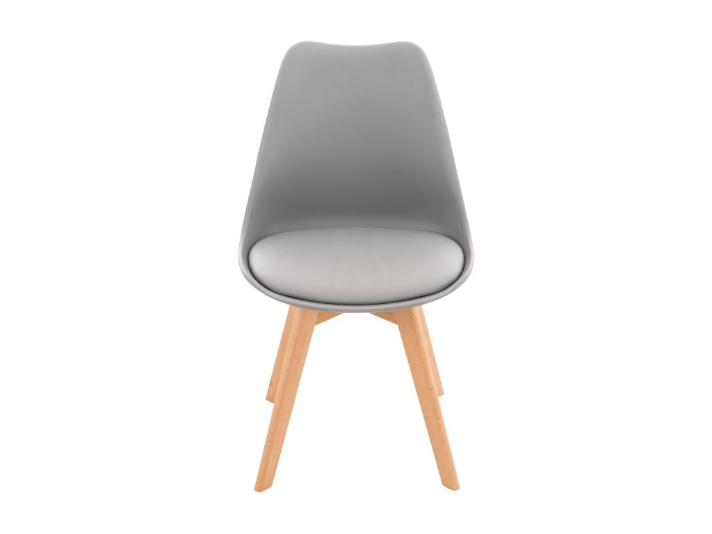 Set of 4 Scandinavian design dining chairs in grey PVC with light wood legs 10 0001844 FHXM30888