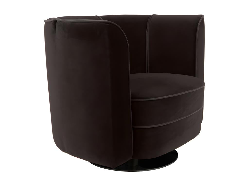 FLOWER - Swivel armchair in black velvet, Domopure style, HJHV05483