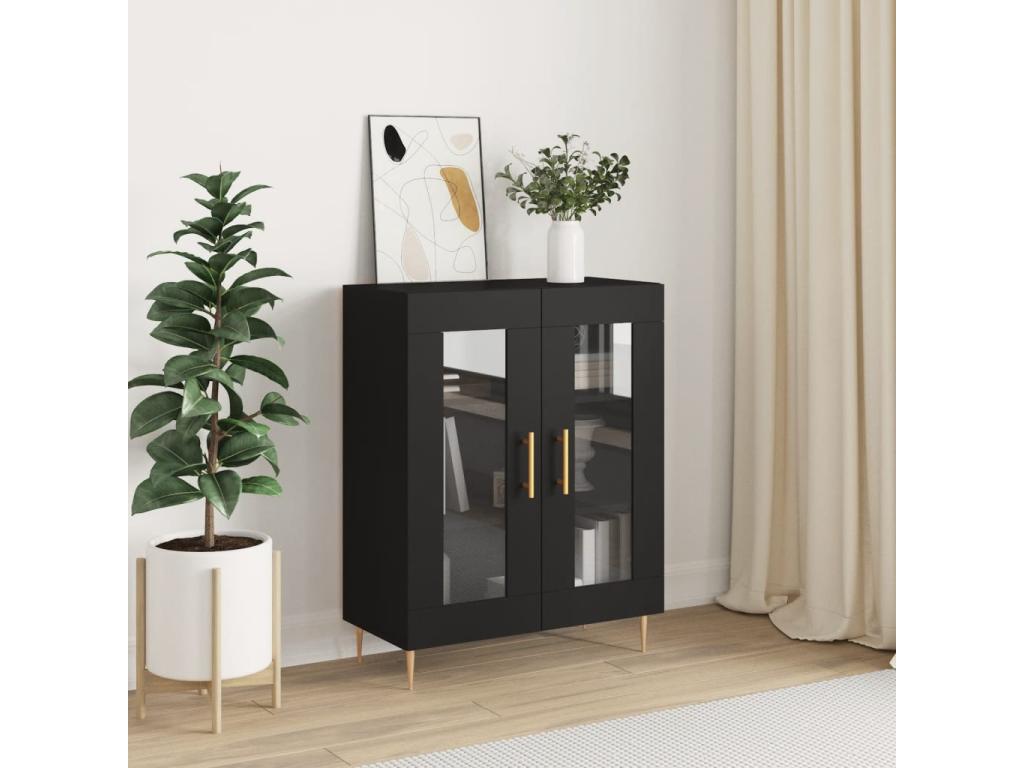 Black sideboard 69.5x34x90 cm engineered wood IKHB33754