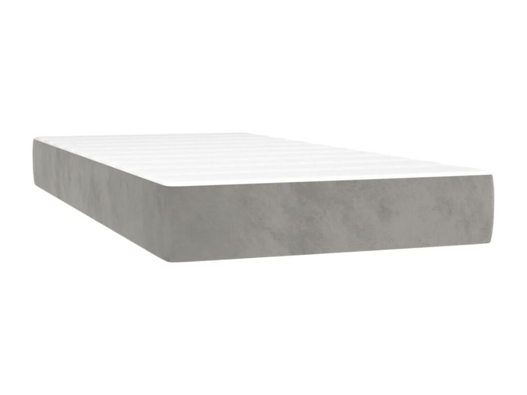 Chicyla bed base with LED light grey mattress 90x200cm Velvet FGYI36903
