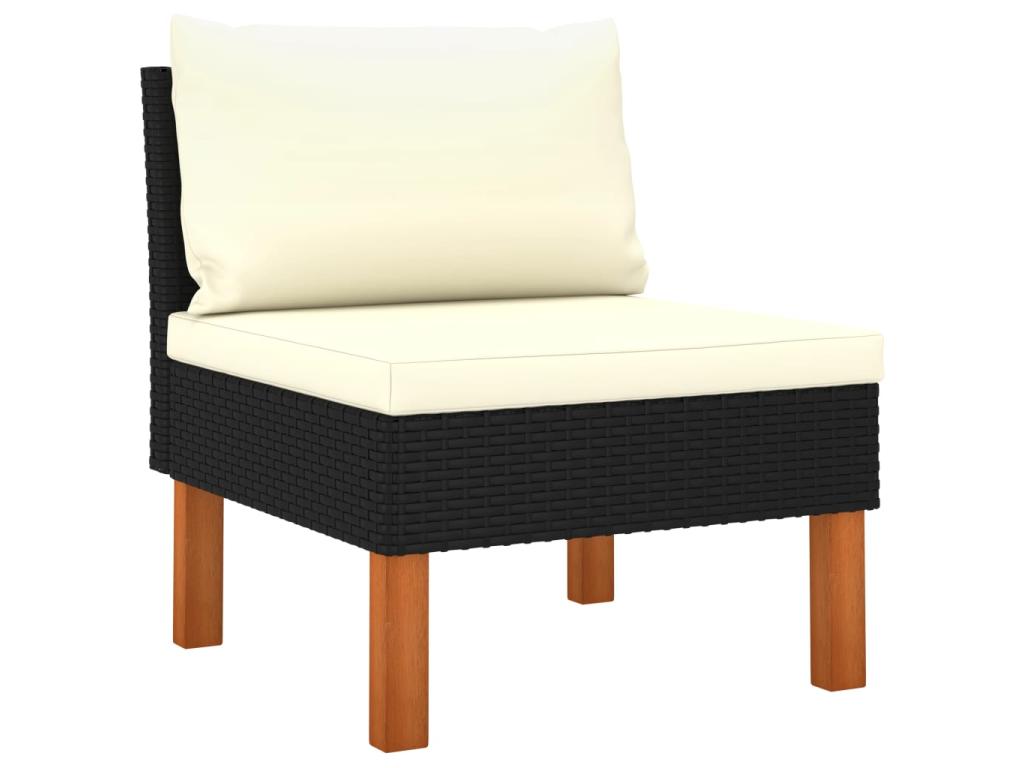 6-piece garden furniture set with cushions, black wicker resin, 53 TFZR93470