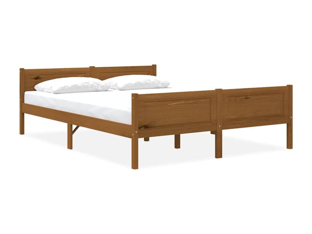 Bed frame without mattress solid pine honey brown 160x200 cm KKMH82190