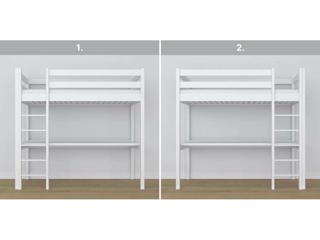 Wooden loft bed - with desk N05 White 90x180 EYTN86201