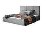 Luxury upholstered bed in Decohaute fabric - Light Grey - 180x200 - Storage compartment version DIQY68721