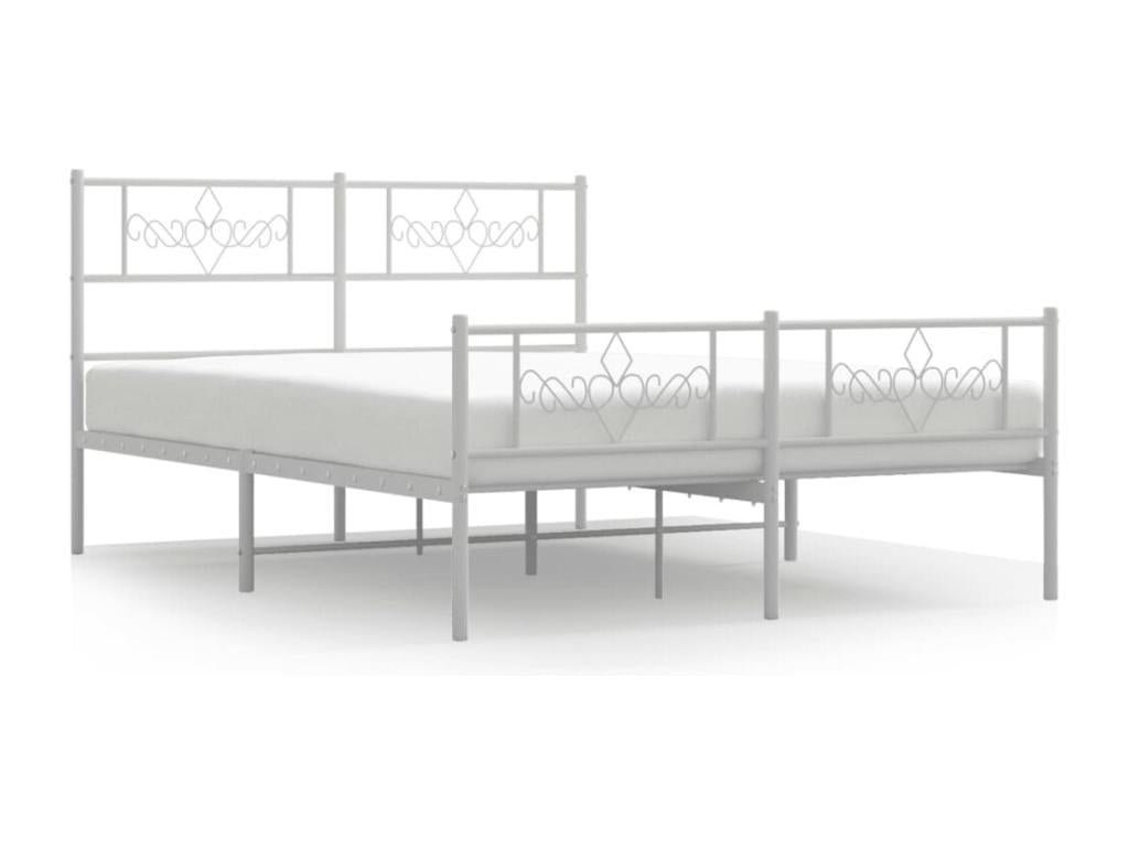 Metal bed frame without mattress and white bed legs 140x190 cm ATMZ66668