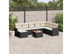 9-piece garden furniture set with cushions, black resin wicker QMXJ65537