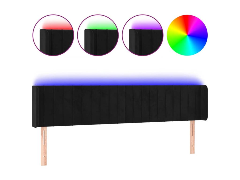 Black LED Headboard 183x16x78/88 cm Velvet ADHN71398